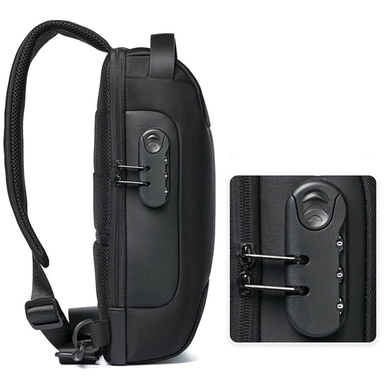 Voyera – Sac à bandoulière intelligent pour homme avec port USB – Sécurité antivol, finition Oxford imperméable, style élégant pour voyage et ville