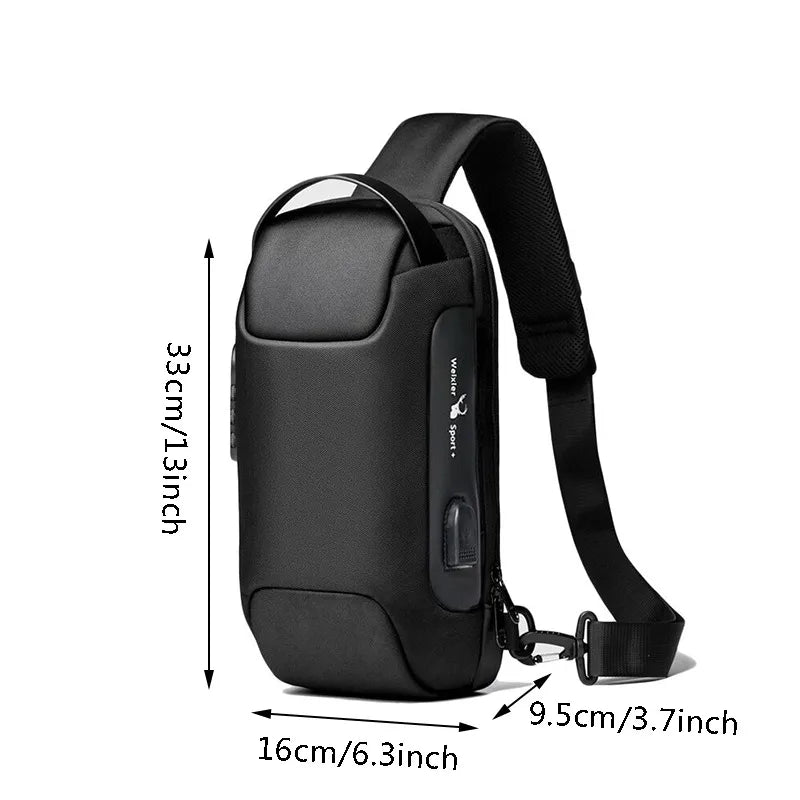 Voyera – Sac à bandoulière intelligent pour homme avec port USB – Sécurité antivol, finition Oxford imperméable, style élégant pour voyage et ville
