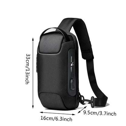 Voyera – Sac à bandoulière intelligent pour homme avec port USB – Sécurité antivol, finition Oxford imperméable, style élégant pour voyage et ville