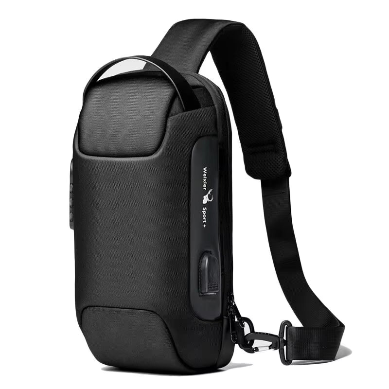 Voyera – Sac à bandoulière intelligent pour homme avec port USB – Sécurité antivol, finition Oxford imperméable, style élégant pour voyage et ville