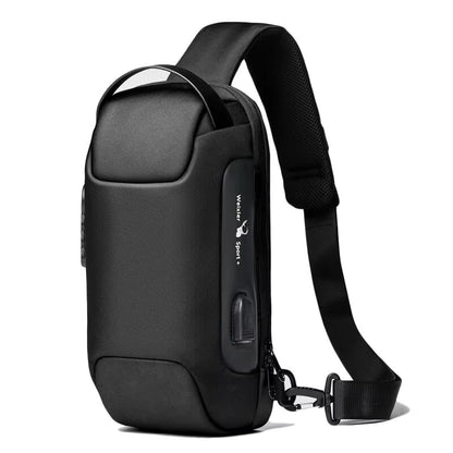 Voyera – Sac à bandoulière intelligent pour homme avec port USB – Sécurité antivol, finition Oxford imperméable, style élégant pour voyage et ville