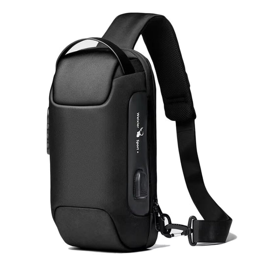 Voyera – Sac à bandoulière intelligent pour homme avec port USB – Sécurité antivol, finition Oxford imperméable, style élégant pour voyage et ville