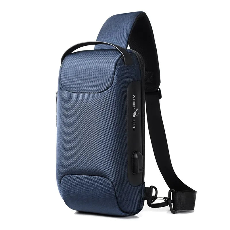 Voyera – Sac à bandoulière intelligent pour homme avec port USB – Sécurité antivol, finition Oxford imperméable, style élégant pour voyage et ville