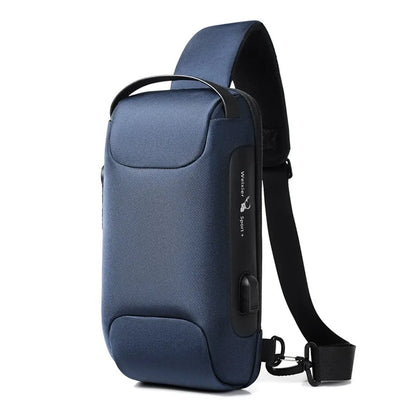Voyera – Sac à bandoulière intelligent pour homme avec port USB – Sécurité antivol, finition Oxford imperméable, style élégant pour voyage et ville