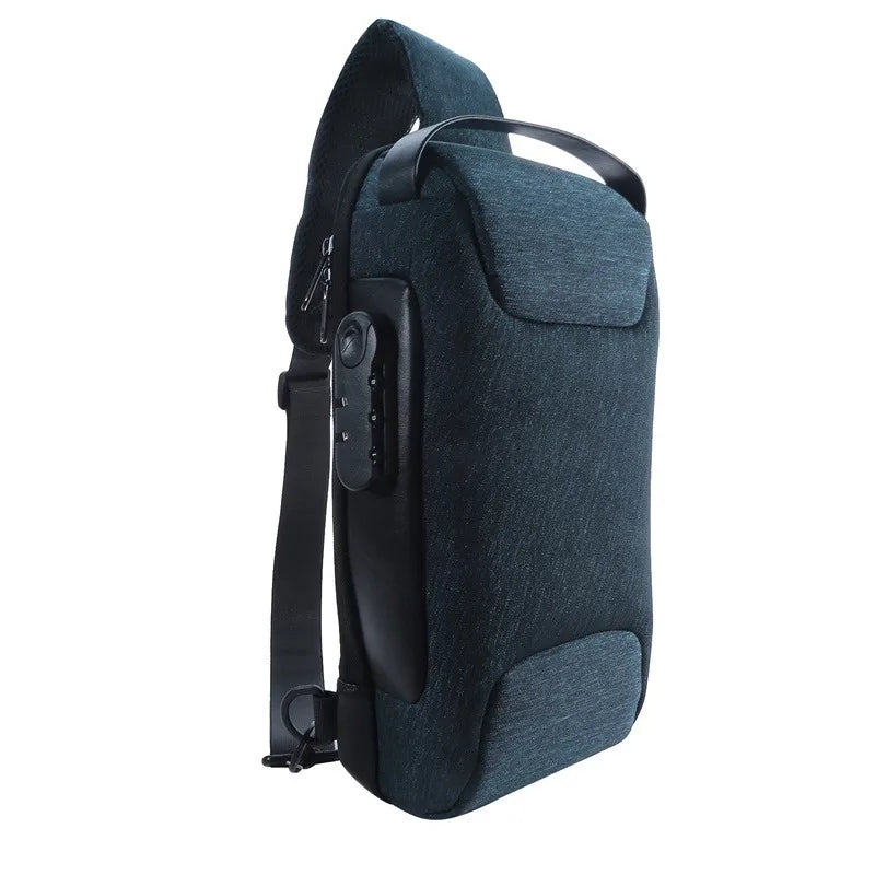 Voyera – Sac à bandoulière intelligent pour homme avec port USB – Sécurité antivol, finition Oxford imperméable, style élégant pour voyage et ville